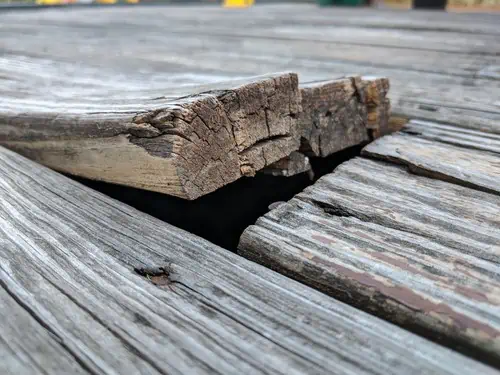 Deck Board Raised Showing Needing Replacement